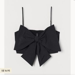 H&M black bow crop top